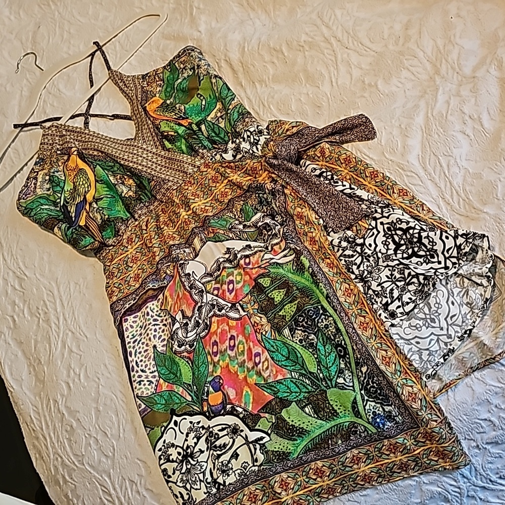 FARM RIO XS parrot 🦜 wrap dress toucan!